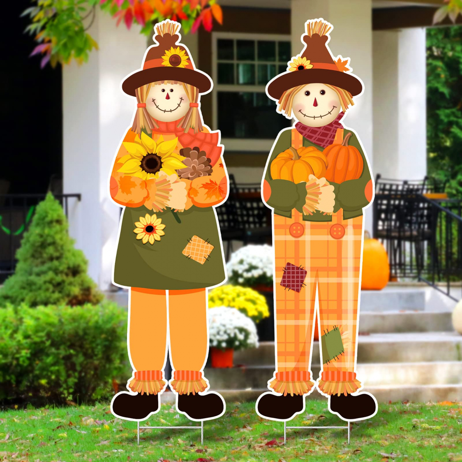 Autumn Outdoor Decorations,  Pieces Thanksgiving Bird Scarecrow Yard Signs  with Stakes Autumn HarveSee more Autumn Outdoor Decorations,  Pieces