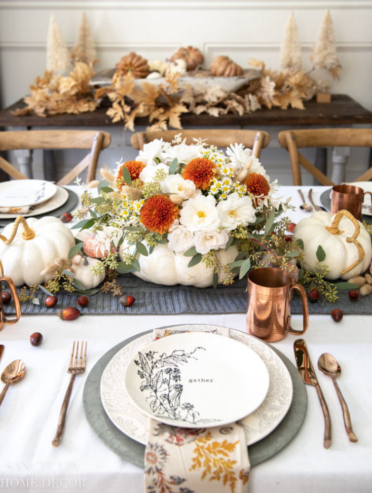 Beautiful and SimpleThanksgiving Table Setting Ideas - Sanctuary