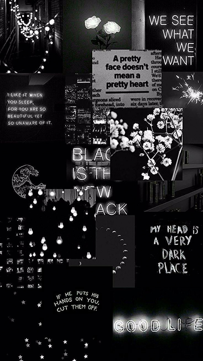 black aesthetic collage in   Black aesthetic wallpaper, Cute