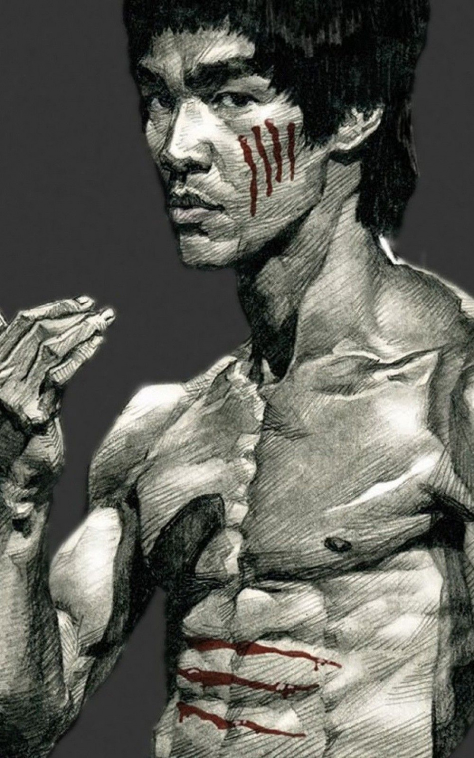 Bruce Lee Drawing Android and iPhone Wallpaper Background and