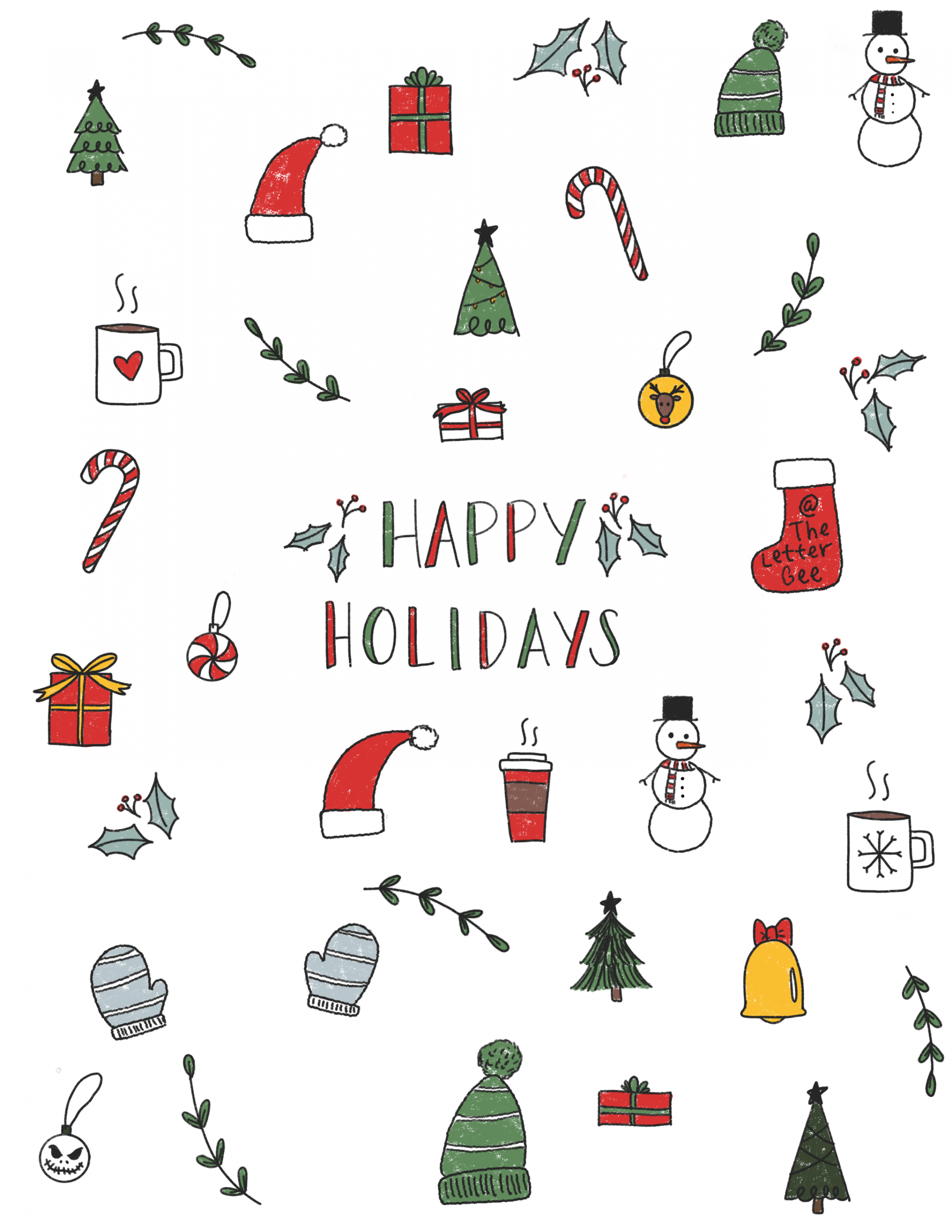 Christmas holiday doodles  Christmas phone wallpaper, Christmas