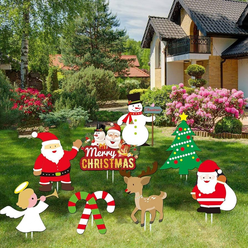 Christmas Signs Indoor Outdoor Decoration for Christmas Holiday Winter  Wonderland Yard Decoration Outdoor Lawn Yard Decorations (Large,  Pack)