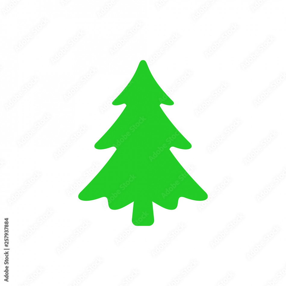 Christmas tree - flat vector icon. Christmas tree silhouette