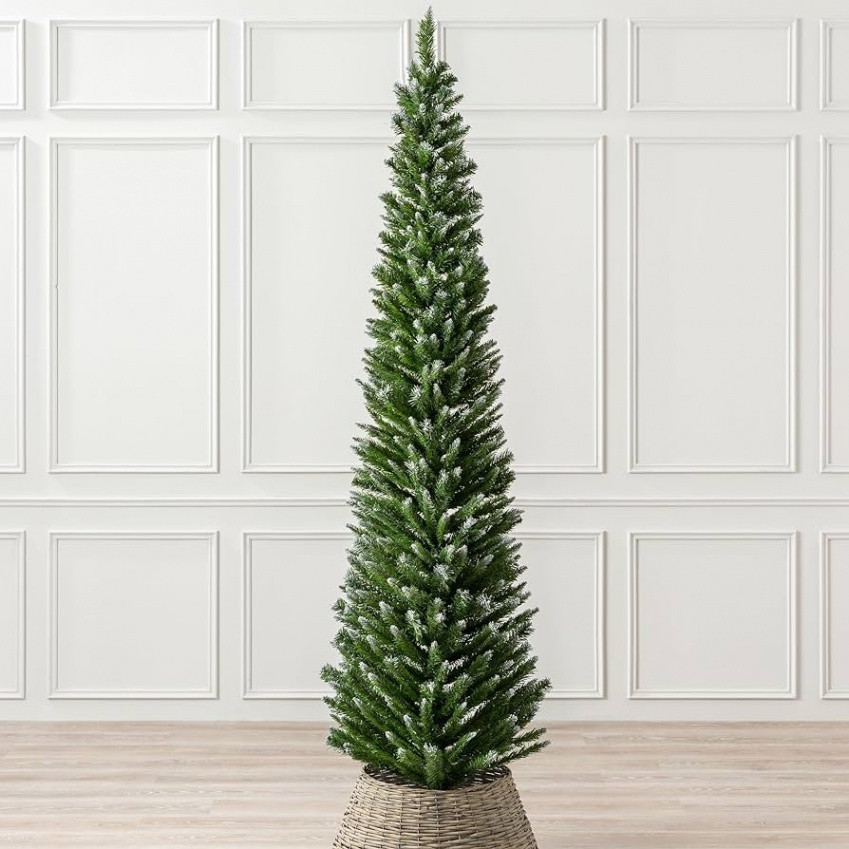 Christow Snowy Pencil Christmas Tree ft, Artificial Frosted Slim