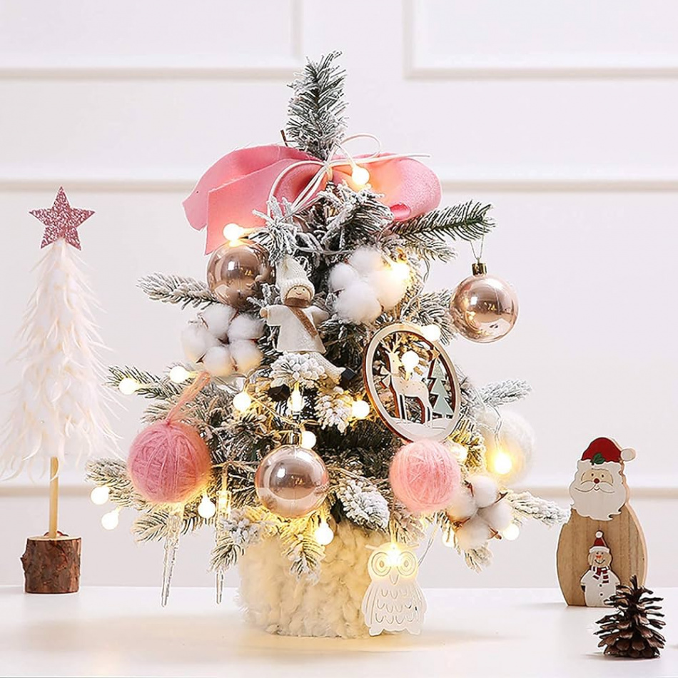 CHUANG White Christmas Tree Gift Box, Small Snow Covered Christmas Tree,