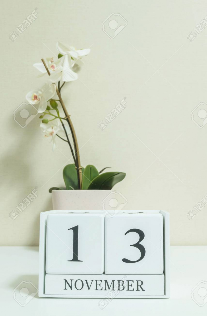 Closeup White Wooden Calendar With Black  November Word With