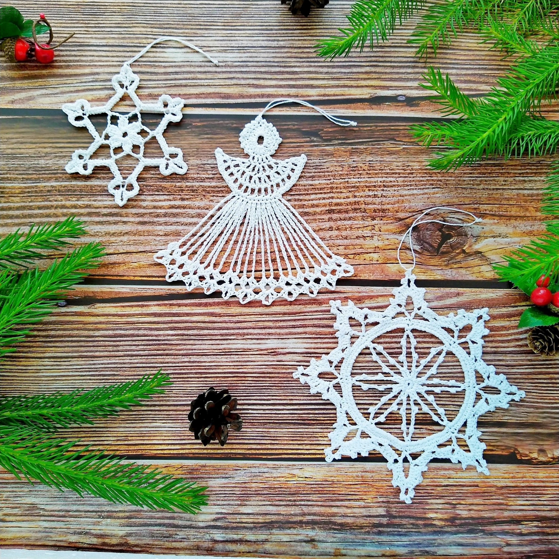 Crochet Christmas ornament patterns set  - Christmas decor