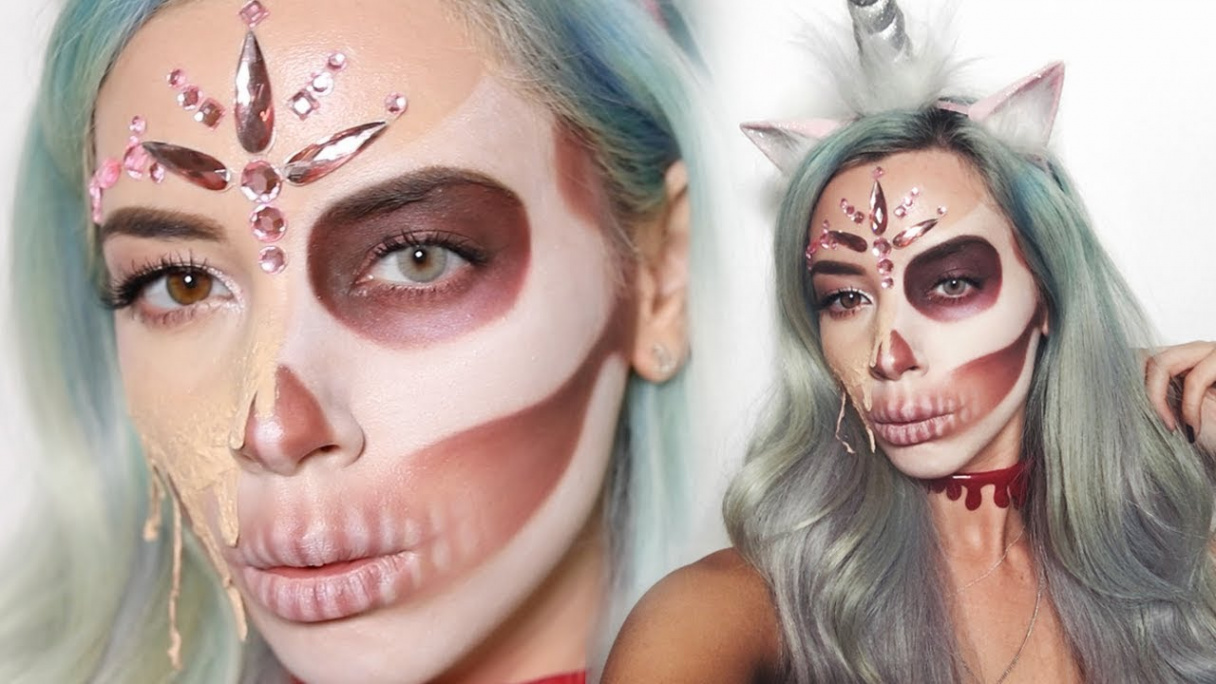 Dead Unicorn Halloween Melting Skull Makeup Tutorial  LLimWalker