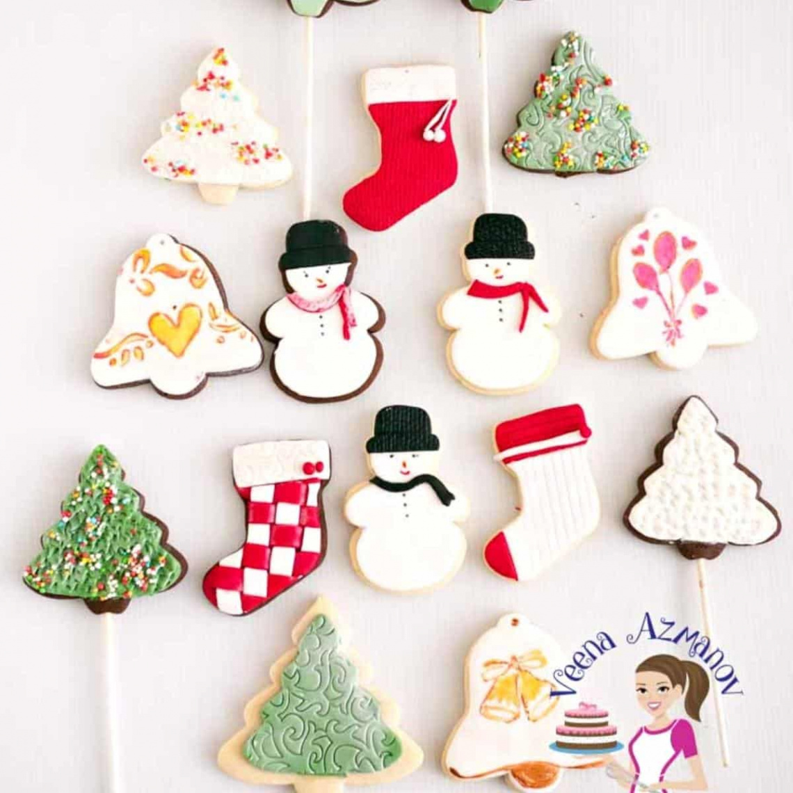 Fondant Christmas Cookies Decorating Ideas - Veena Azmanov