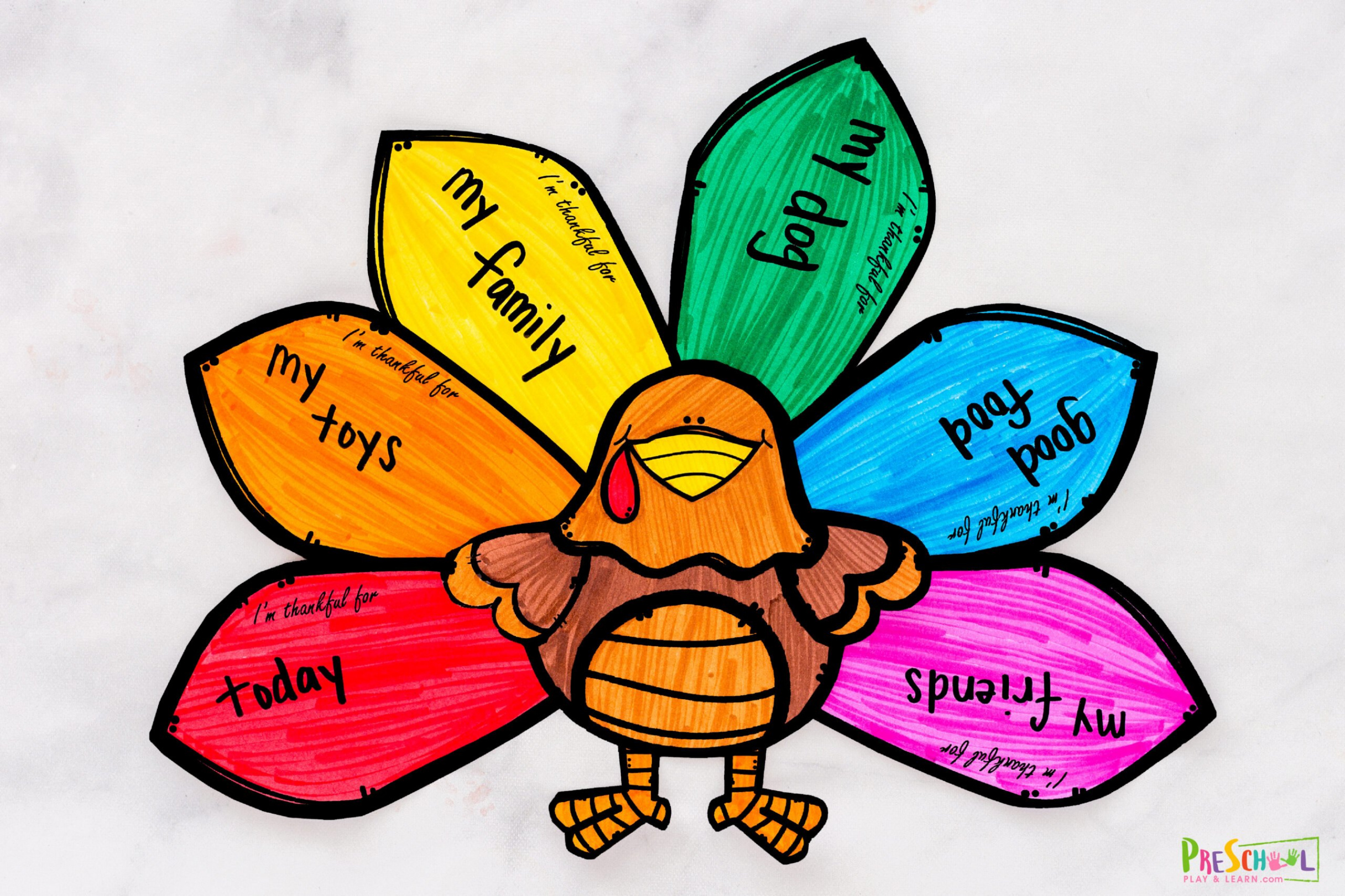 🦃 FREE Printable "I am Thankful" Turkey Paper Craft