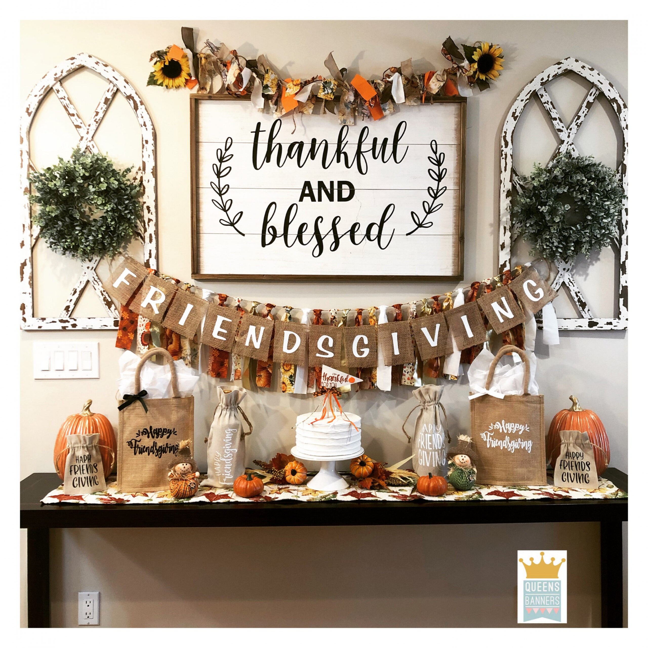 Friendsgiving Banner Friendsgiving decor Give Thanks Banner - Etsy