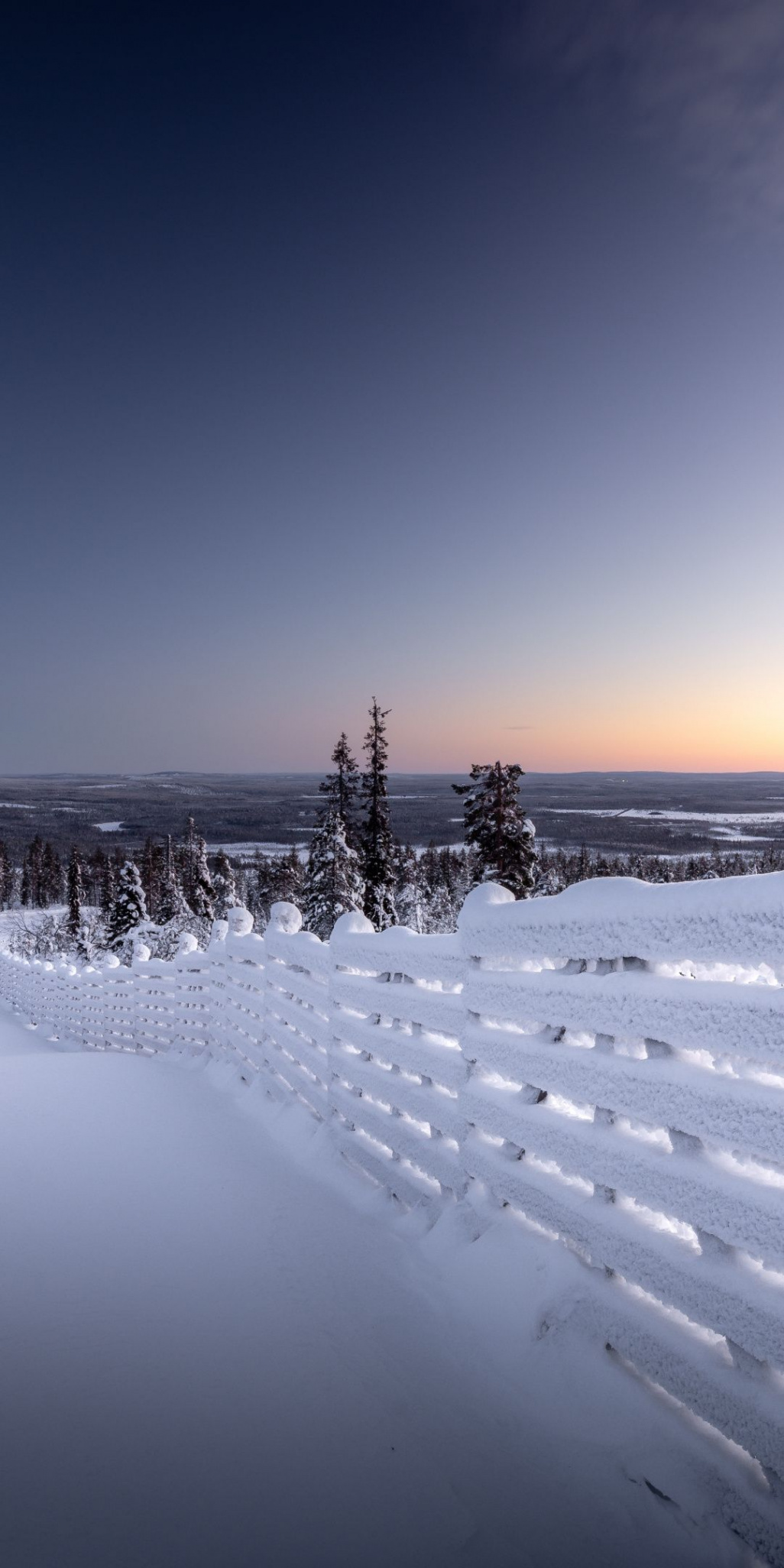 Frost, snow layer, landscape, winter, sunset, fence, x