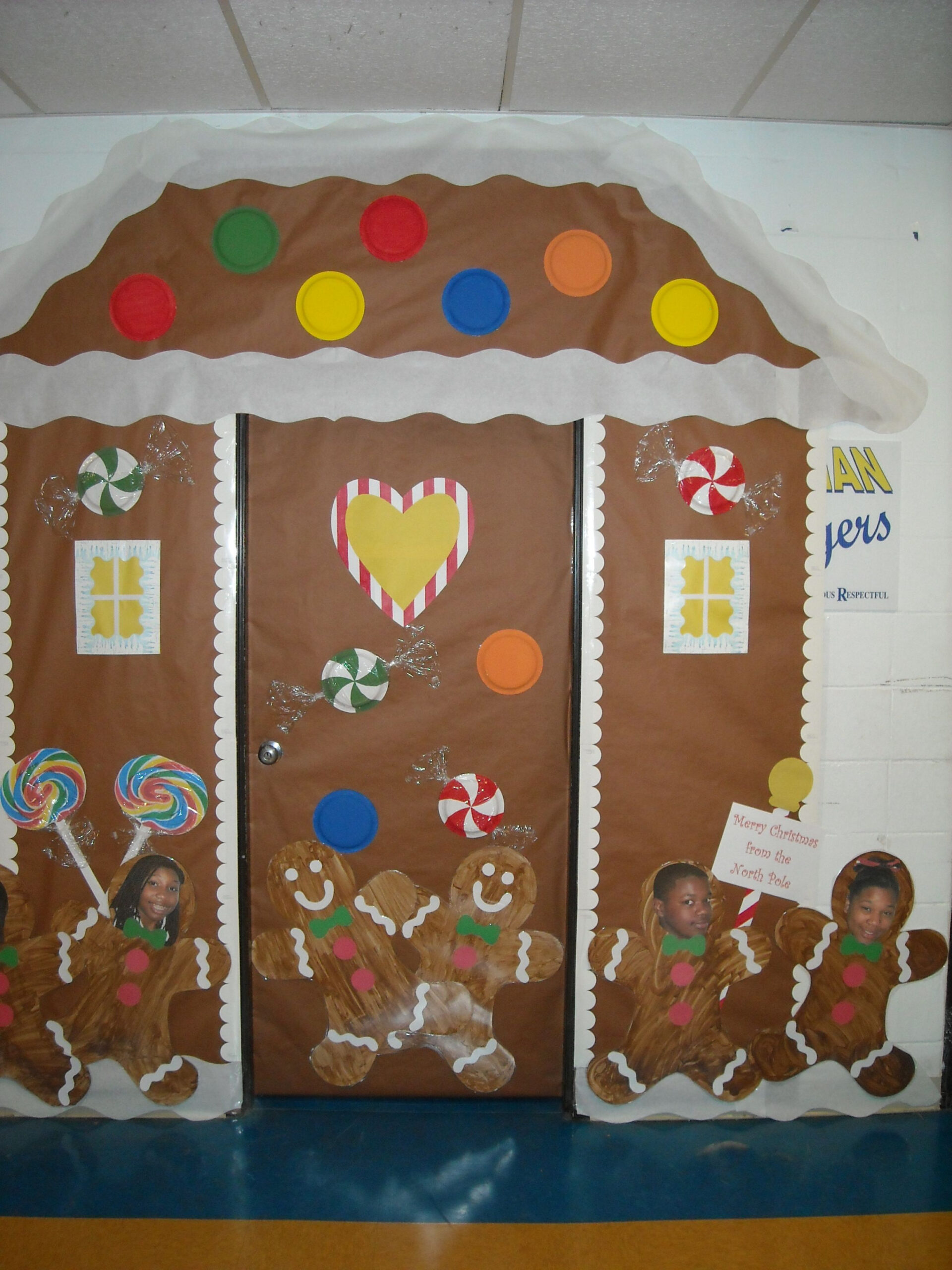 Gingerbread house Christmas classroom door cover