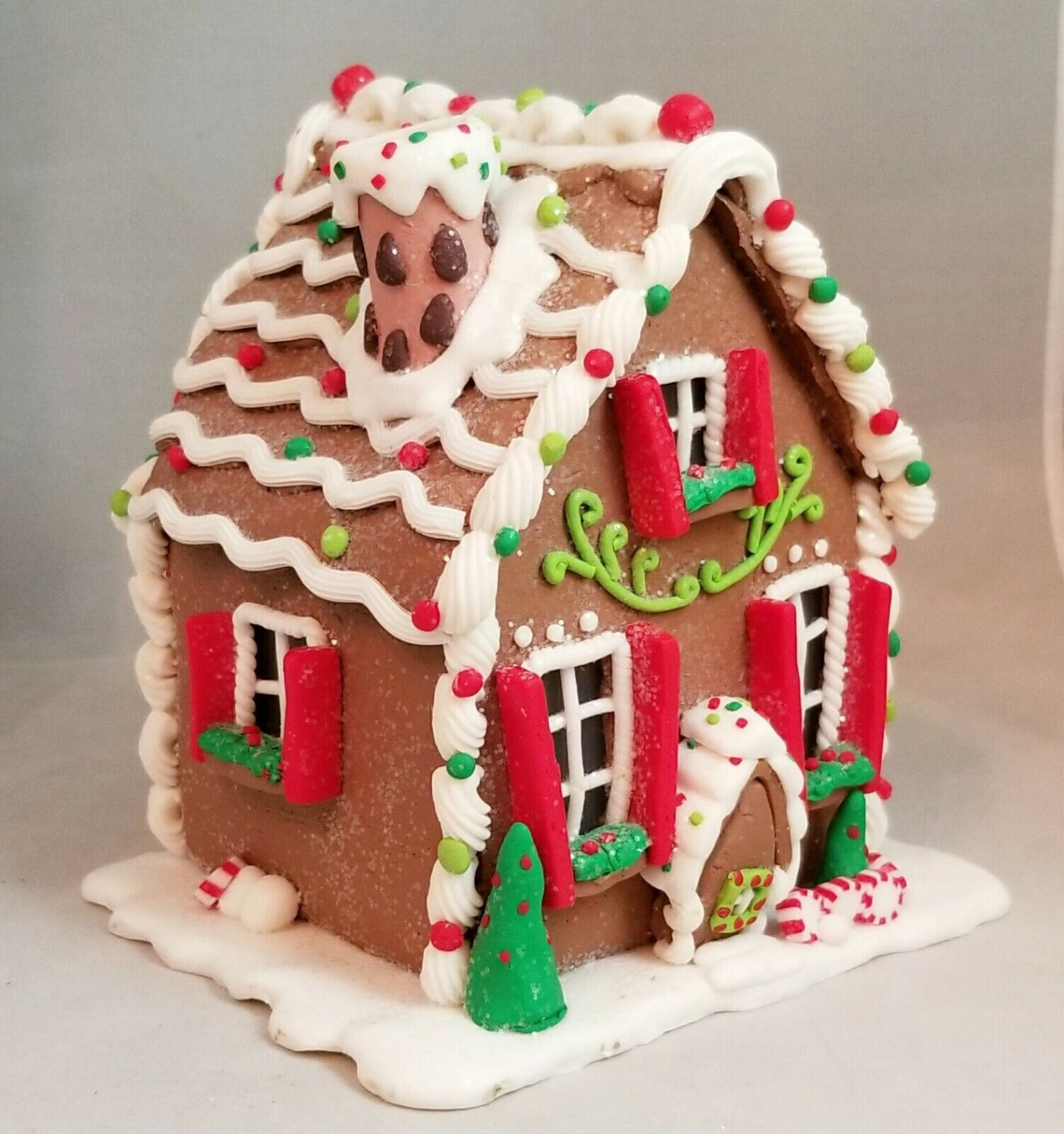 Gingerbread House Red Green Candy LED Light Up Clay-dough &#