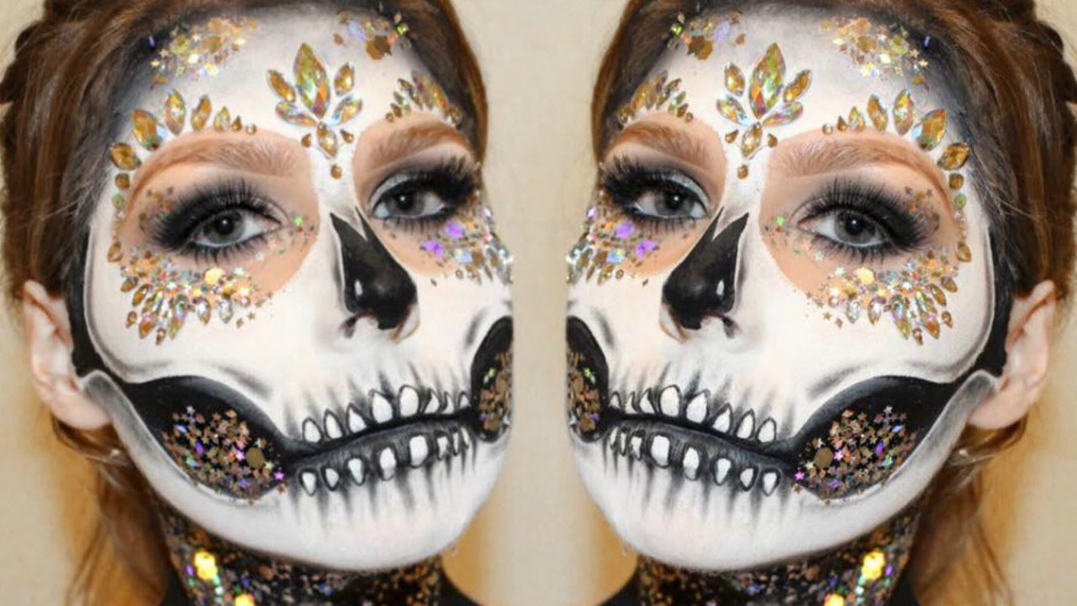 Glitter & Jewel Skull Makeup Look!  The Gypsy Shrine Inspired!  Alice  Jackson