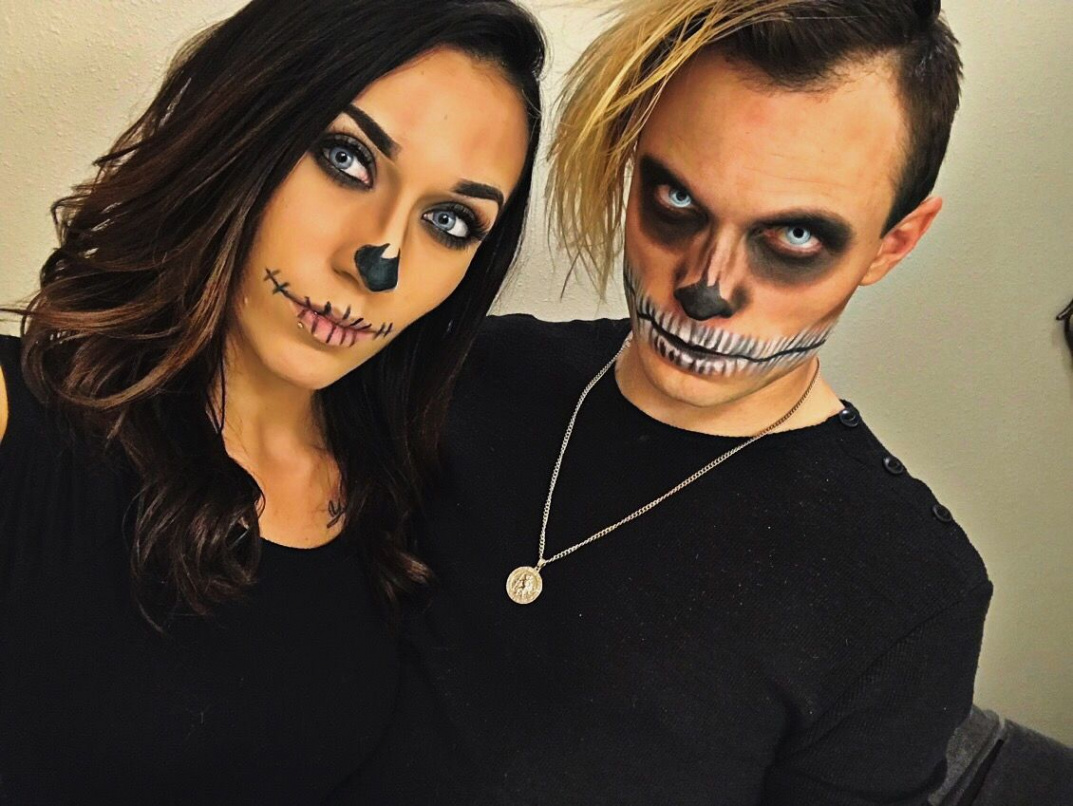 Halloween couple make-up 🎃 💀 #makeup #halloween #halloweenmakeup