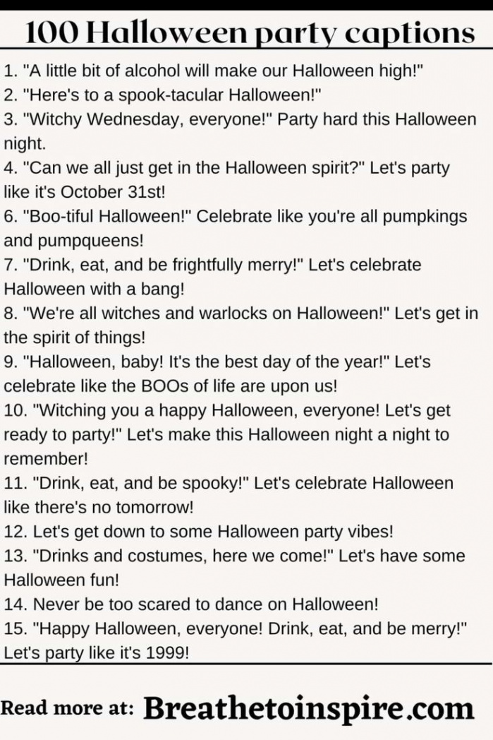 Halloween party captions in   Halloween party, Party captions