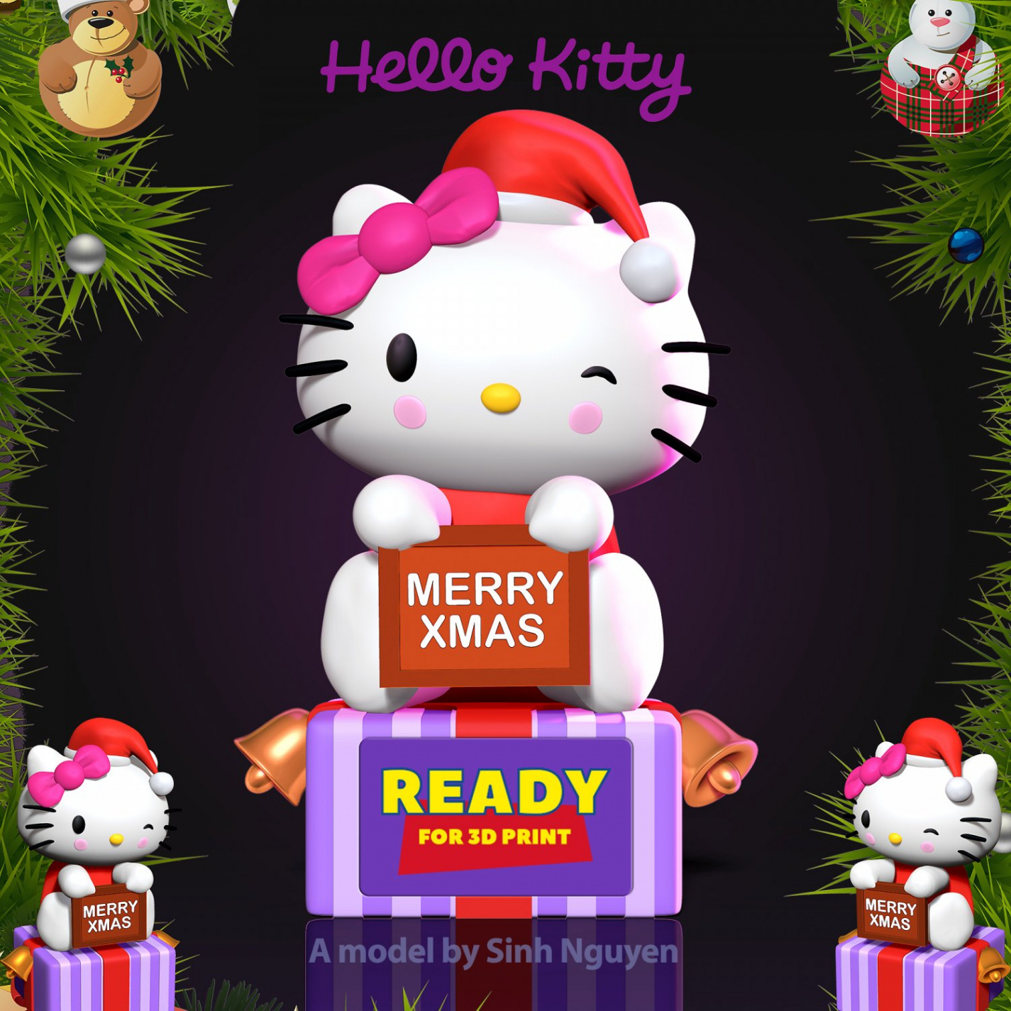 Hello Kitty - Merry Christmas D-Druckmodell