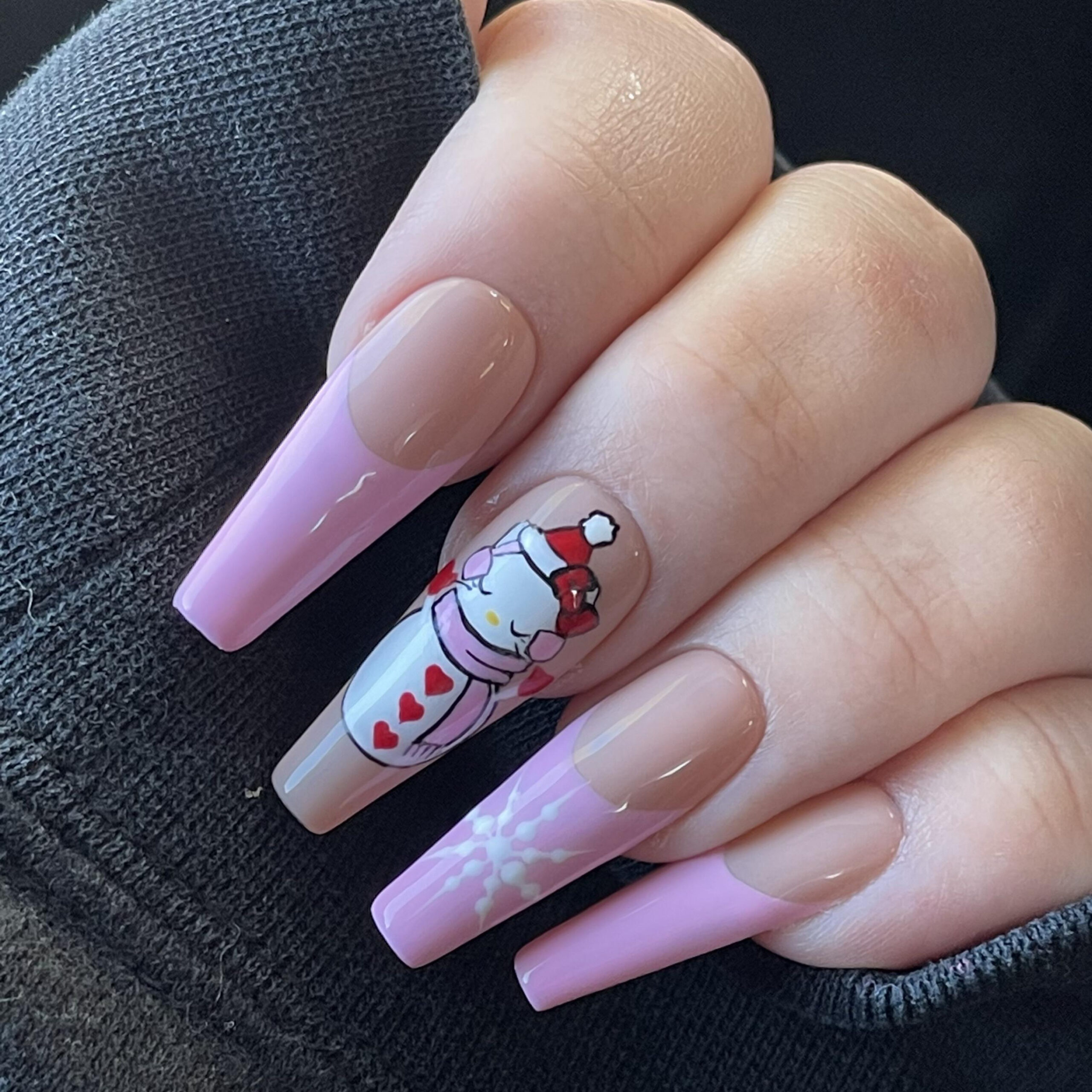 Hello kitty snowman winter nails 😄 : r/NailArt