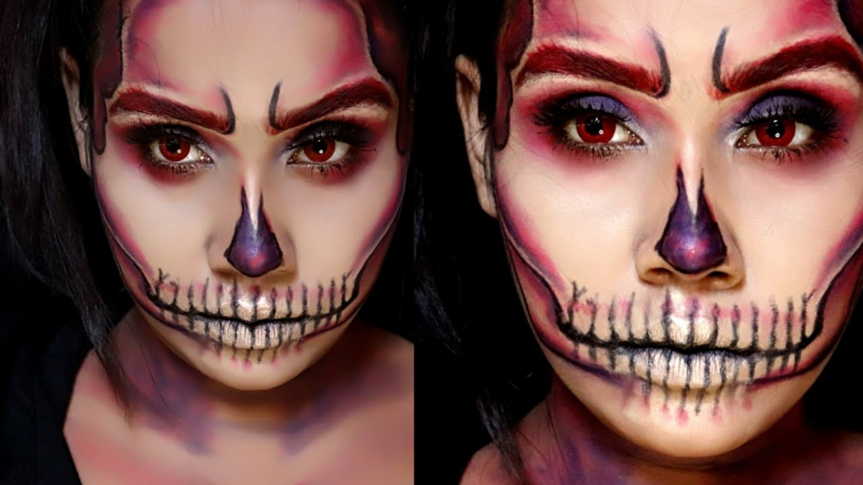 How to do Easy Red Skull Halloween Makeup..