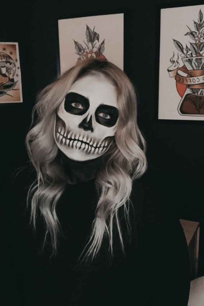 How to do easy skull makeup for halloween  Halloween skull makeup