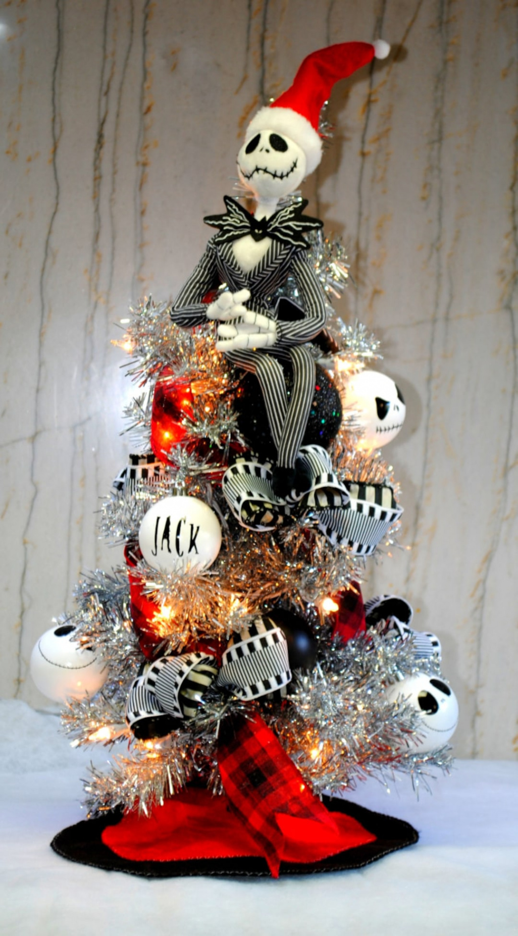 Jack Skellington Nightmare Before Christmas Tree lighted with Custom Jack  Ornaments and Sewn Tree Skirt - Etsy