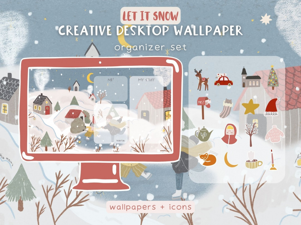 Kreatives Desktop Wallpaper Organizer Snowy Winter Desktop - Etsy