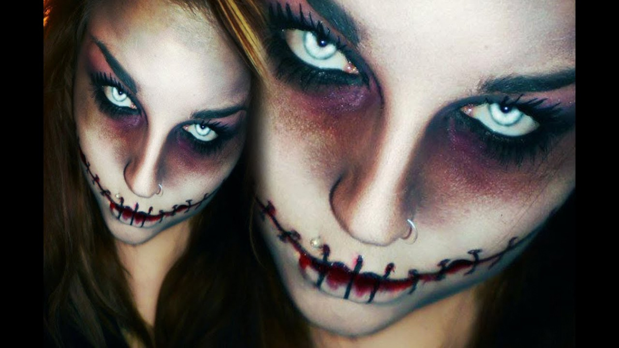 Last minute! EASY HORROR / ZOMBIE HALLOWEEN / KARNEVAL MAKE-UP CHELSEA  SMILE ZUGENÄHT