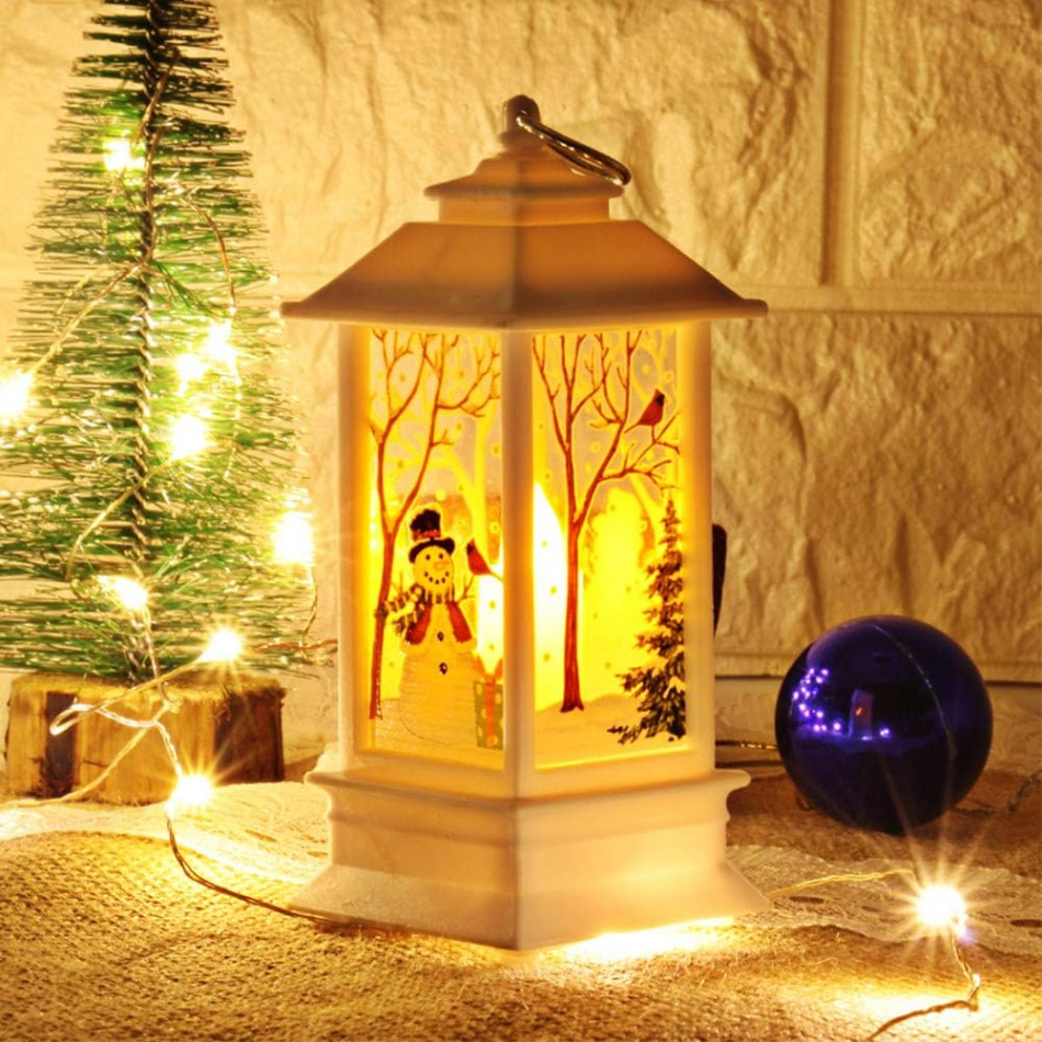 LED Christmas Lantern Light, ZZM Xmas Table Lamp Battery Operated