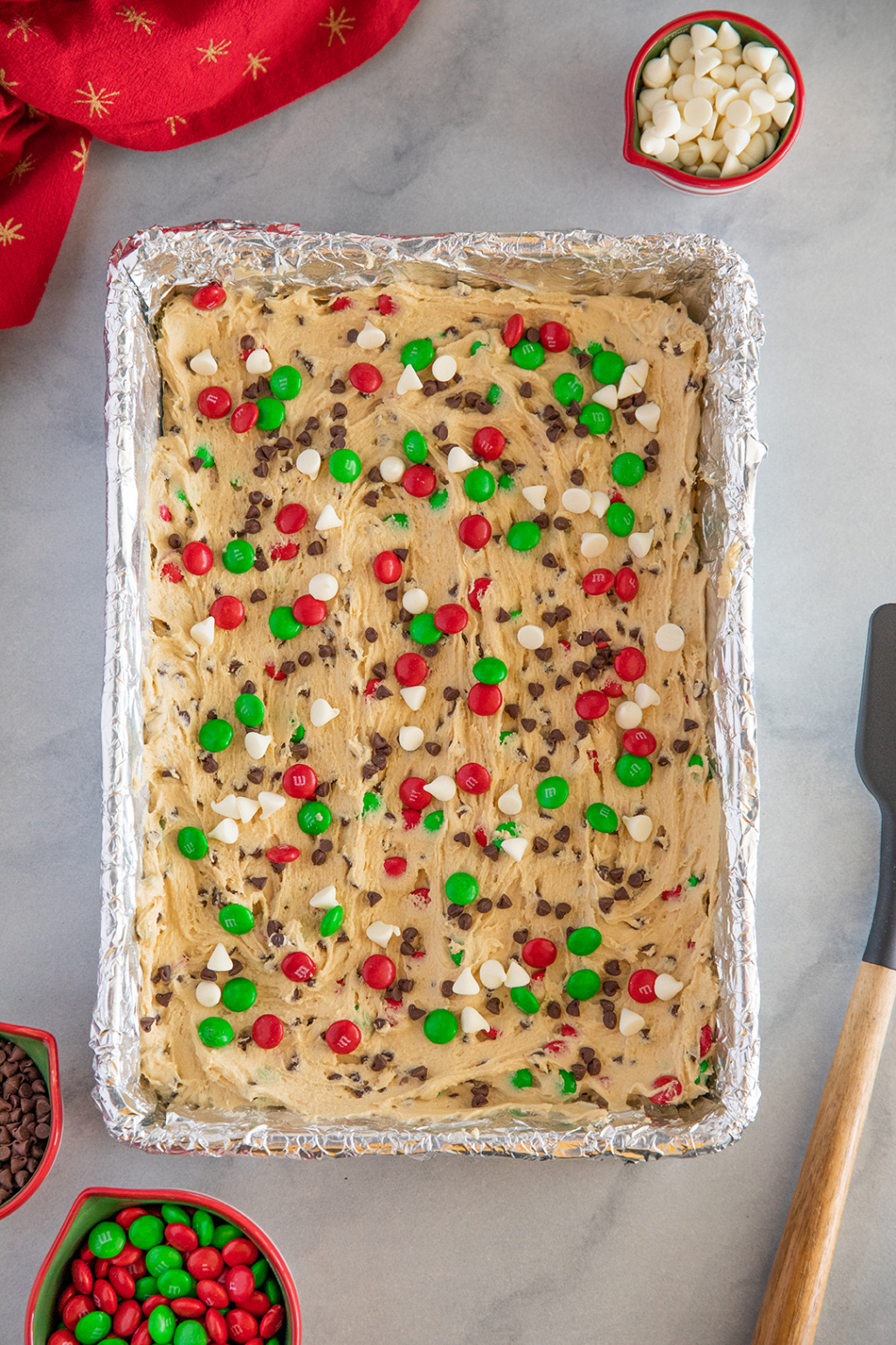 M&M Christmas Cookie Bars - No