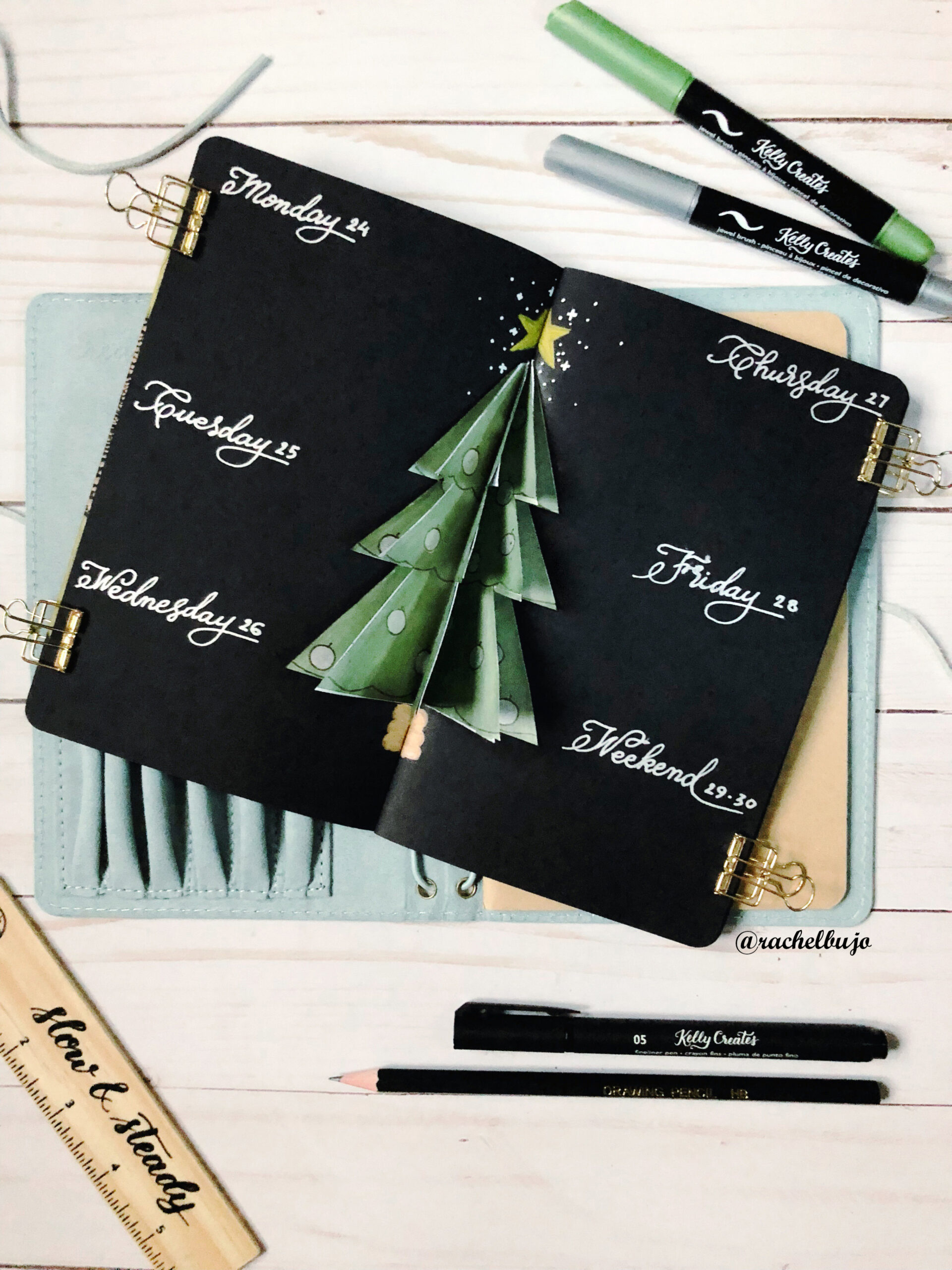 Make a D Christmas Tree for a Journal Weekly Spread – Kelly Creates