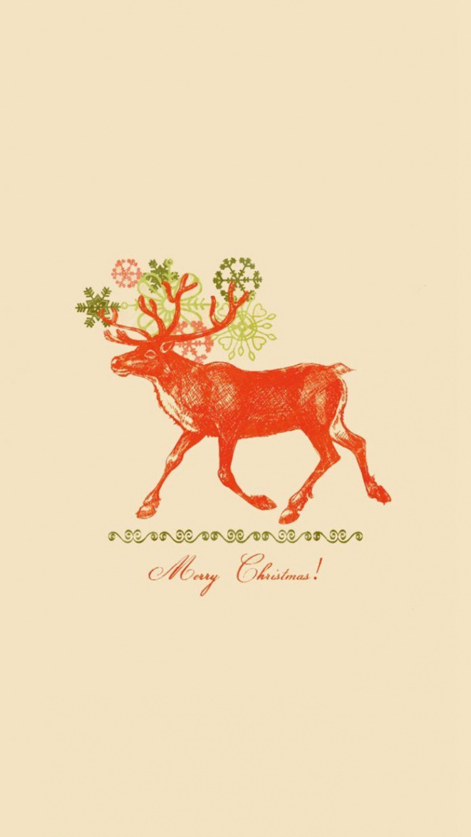 Merry Christmas Vintage Reindeer Illustration iPhone photos