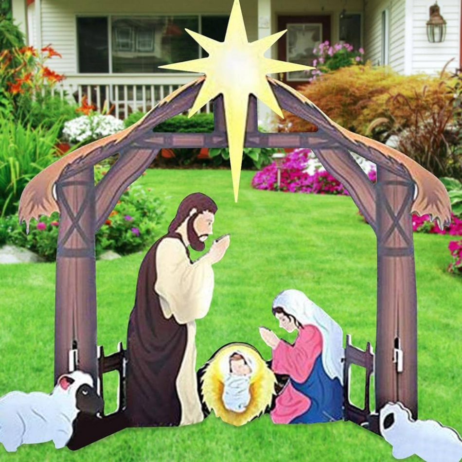 Outdoor Nativity Set  Christmas Jesus Birthday Set  Christmas Nativity  Scene The Holy Family Made of Plastic  Christmas Nativity Scene   Christmas