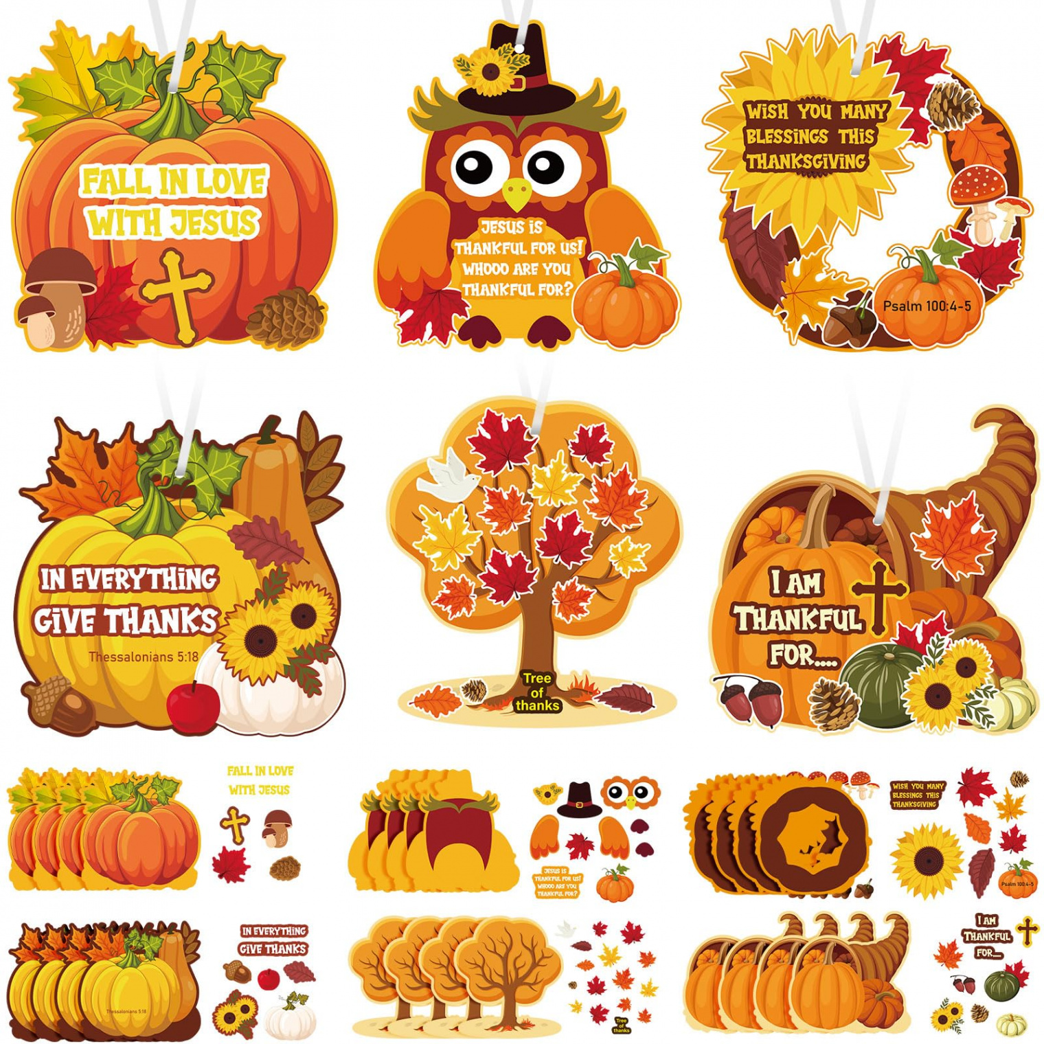 Outus  Pcs Religious Jesus Thanksgiving Crafts for Kids Autumn Harvest  Crafts Kids Pumpkin Craft Stickers Fall and Thanksgiving DIY Crafts Hanging