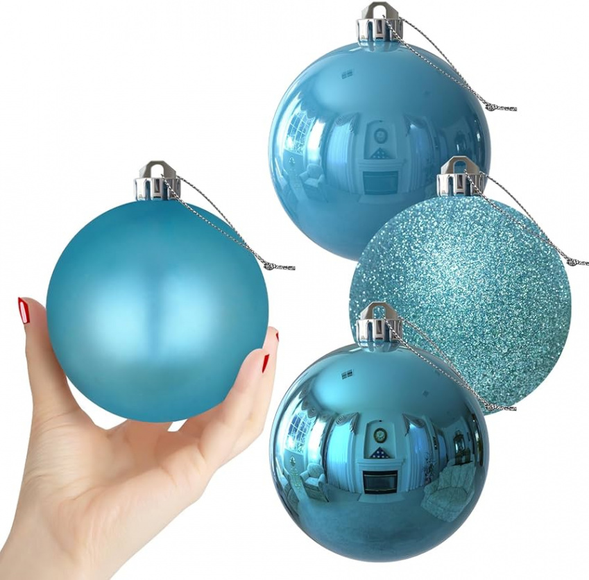 Pack Christmas Baubles  Inch Baby Blue Christmas Tree Decorations  Ornaments Shatterproof Hanging Baubles for New Year Easter Valentines  Holiday