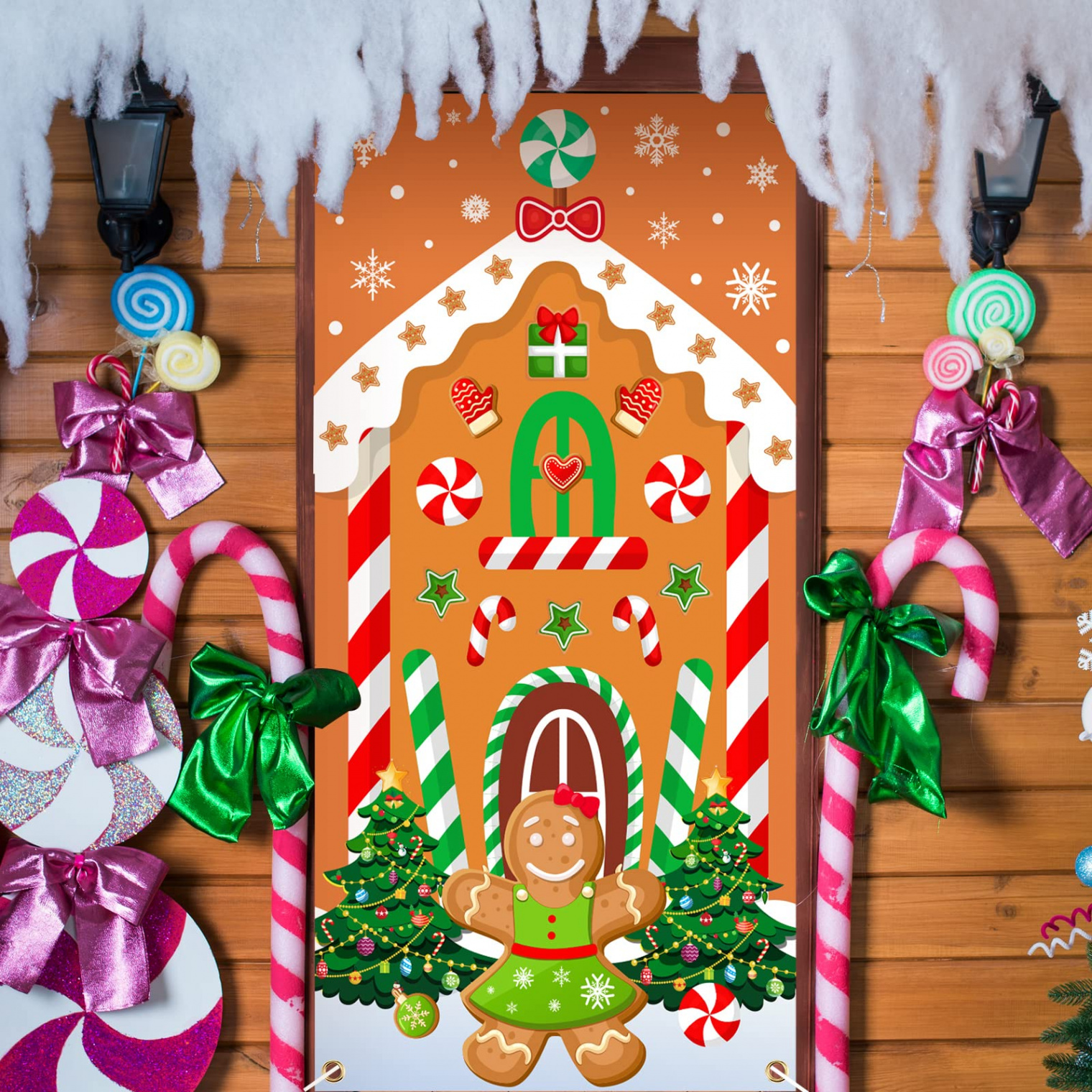 Pack of  Christmas Door Cover Decoration Christmas Door Decorations Santa  Claus Nativity Scene Gift Box Gingerbread House Decorations Window Front