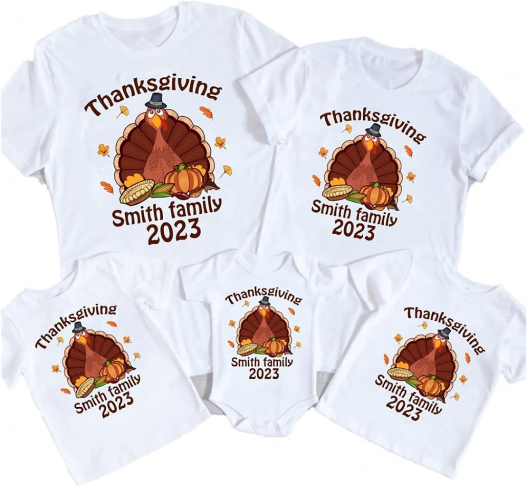 Personalized Thanksgiving  Family Matching Shirts, Family Fall  Thanksgiving Outfits, Turkey Family Matching Tee, Matching Thanksgiving   Shirt