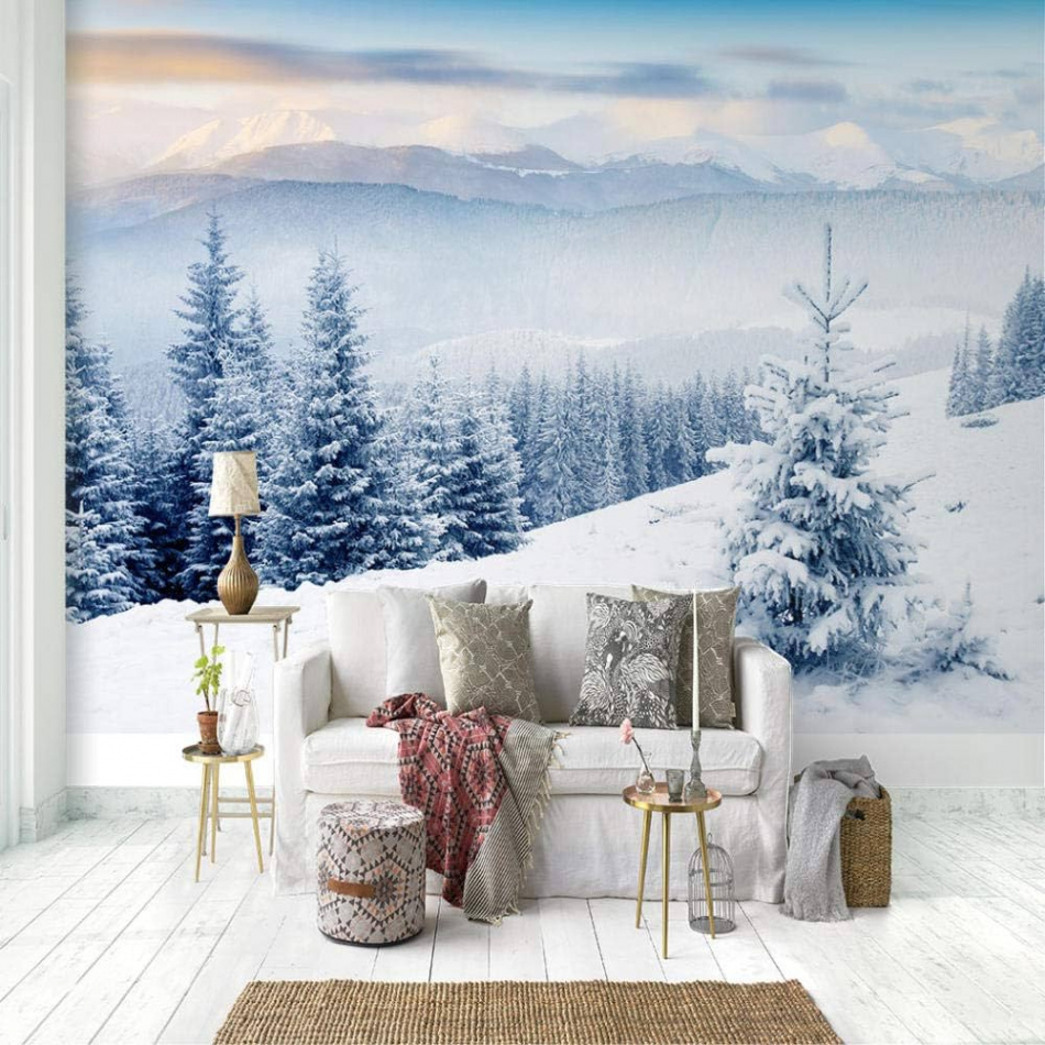 Photo Wallpaper Kitchen Winter Snow Forest Living Room TV Sofa