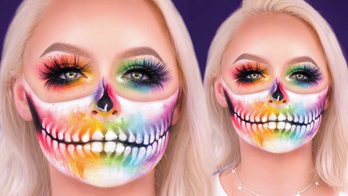 RAINBOW WATERCOLOR SKULL PRIDE MAKEUP TUTORIAL  mcdrew