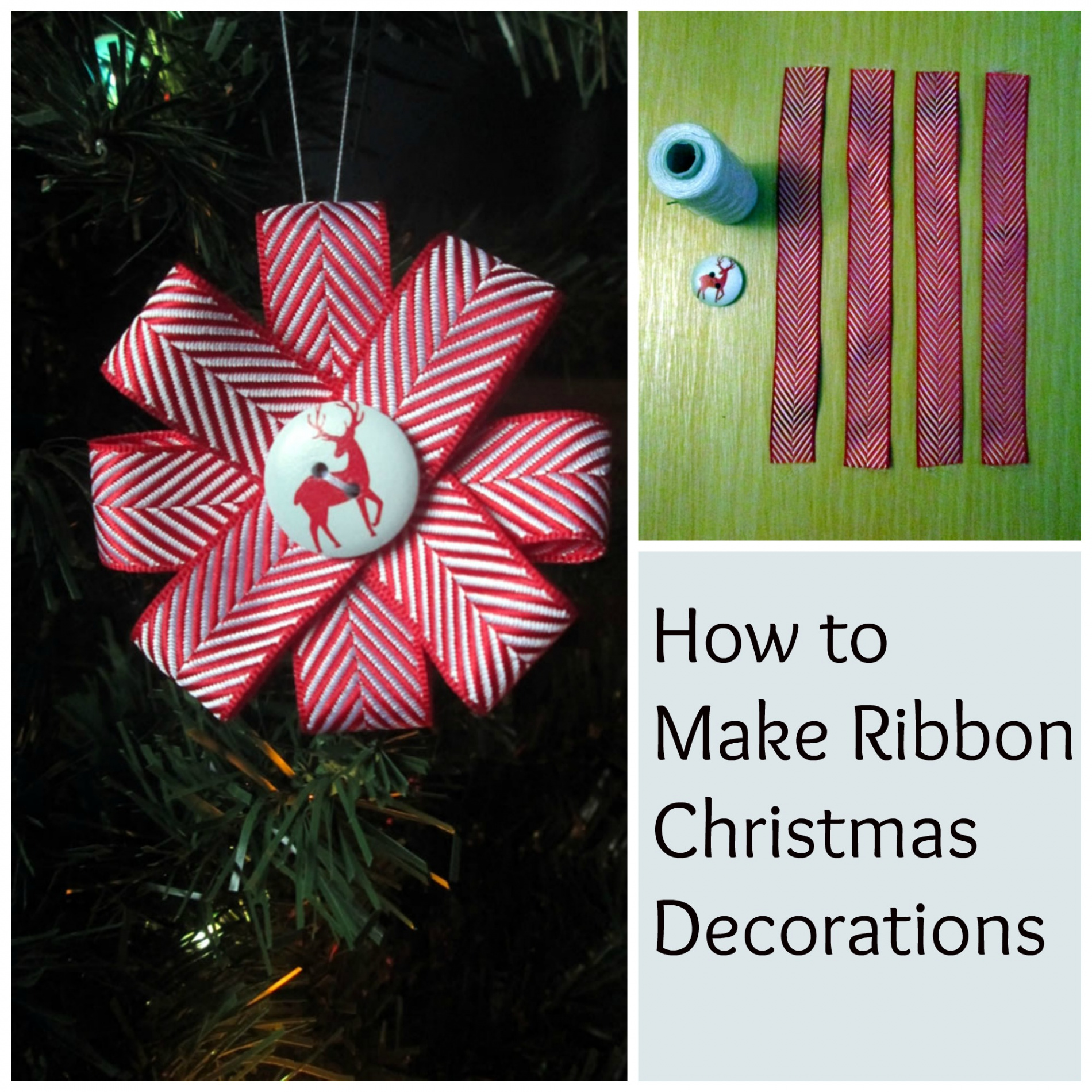 Ribbon Christmas Decorations - Tea and a Sewing Machine