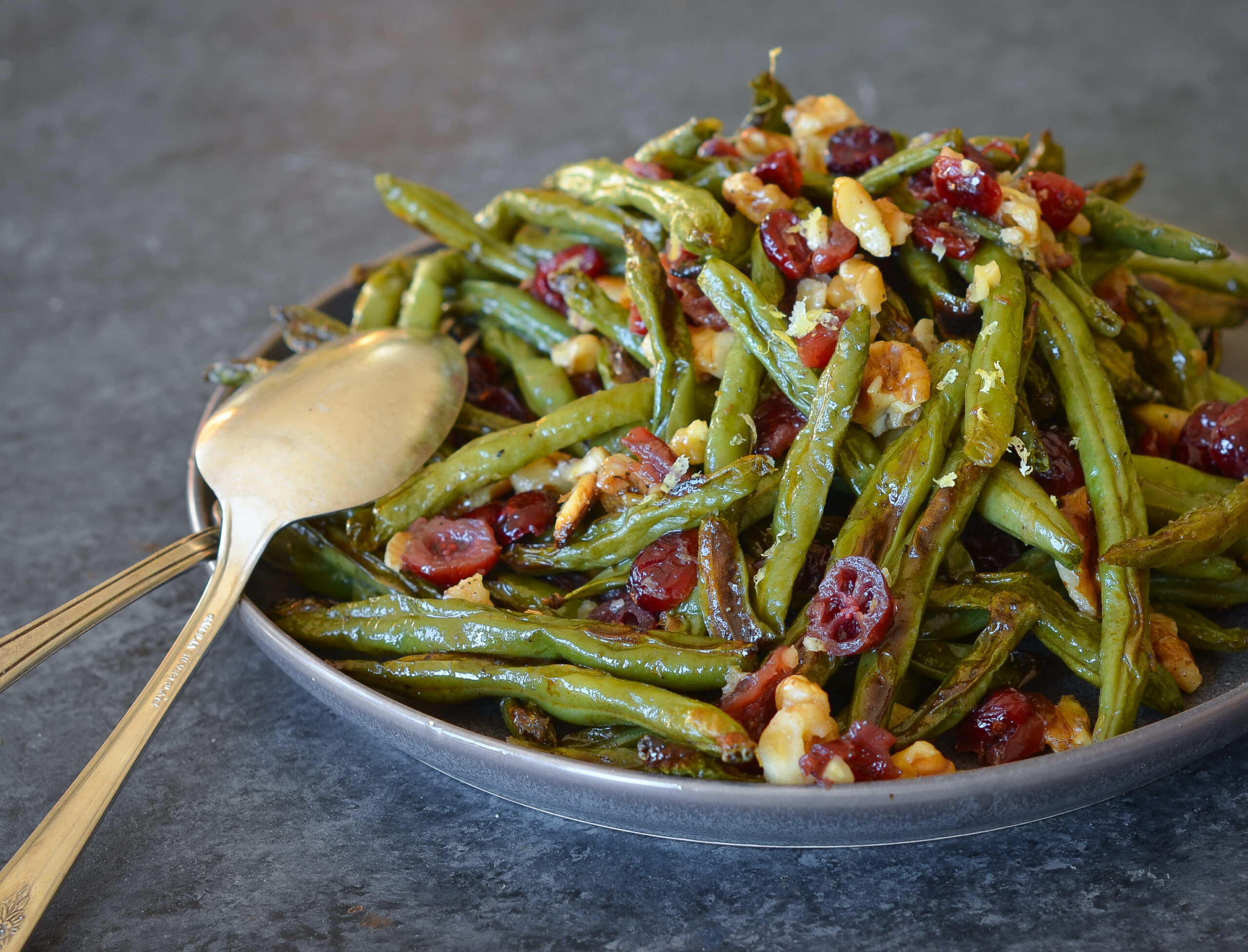 Roasted Green Beans with Cranberries & Walnuts