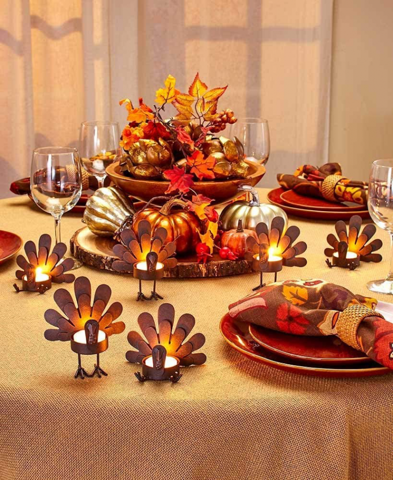 Set of  Turkey Tea Light Candleholders  Easy thanksgiving