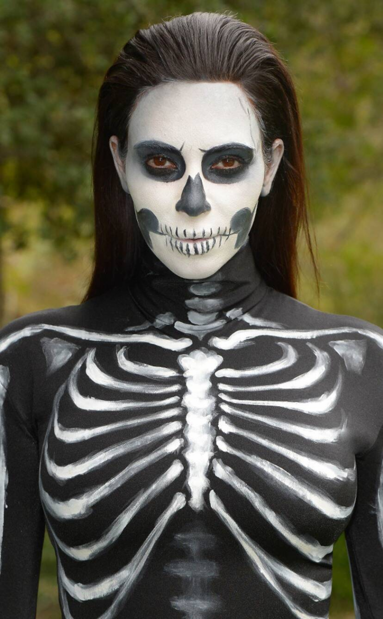 skeleton painted on chest - Google Search  Halloween makeup scary