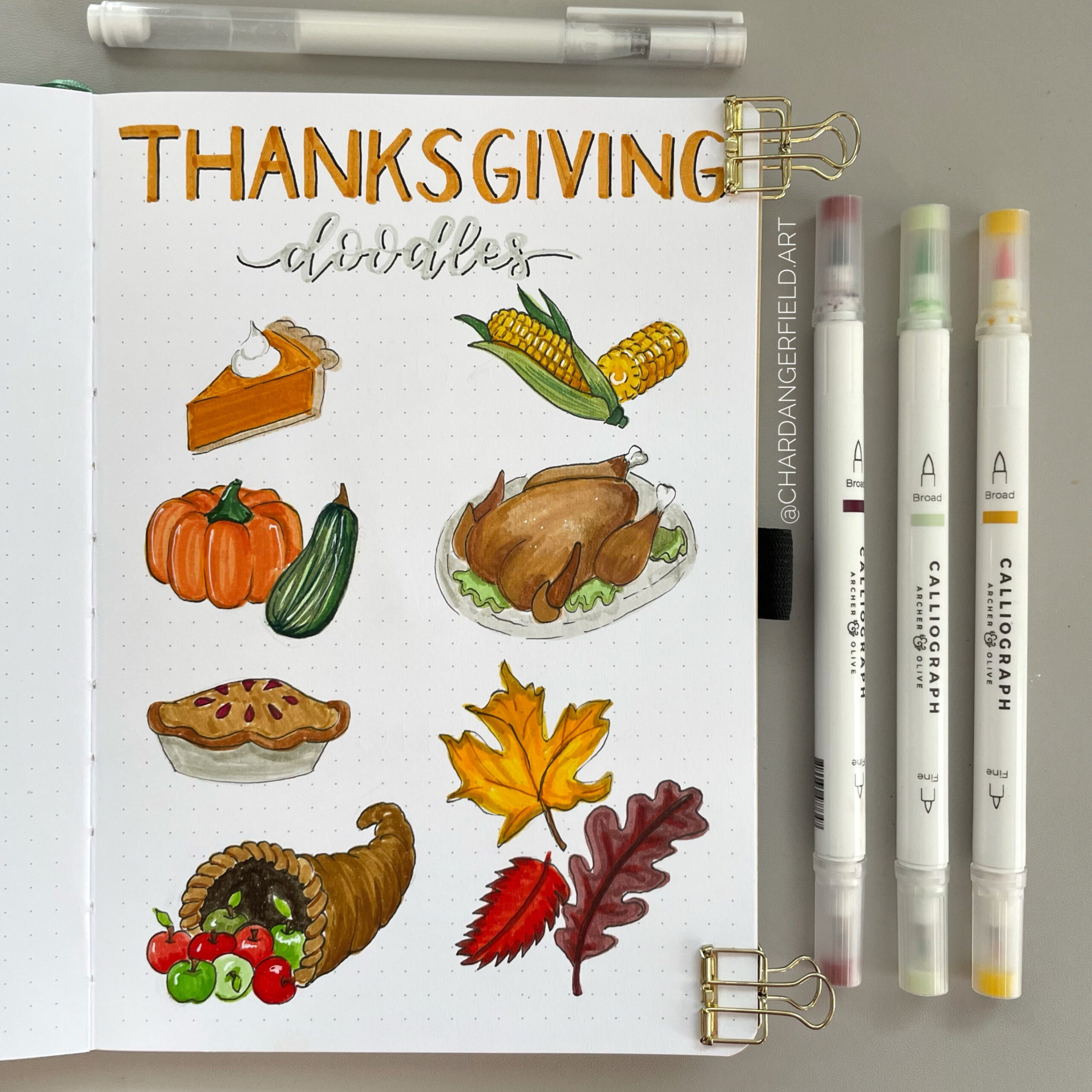 Step by Step Thanksgiving Doodles For Your Bullet Journal  Archer