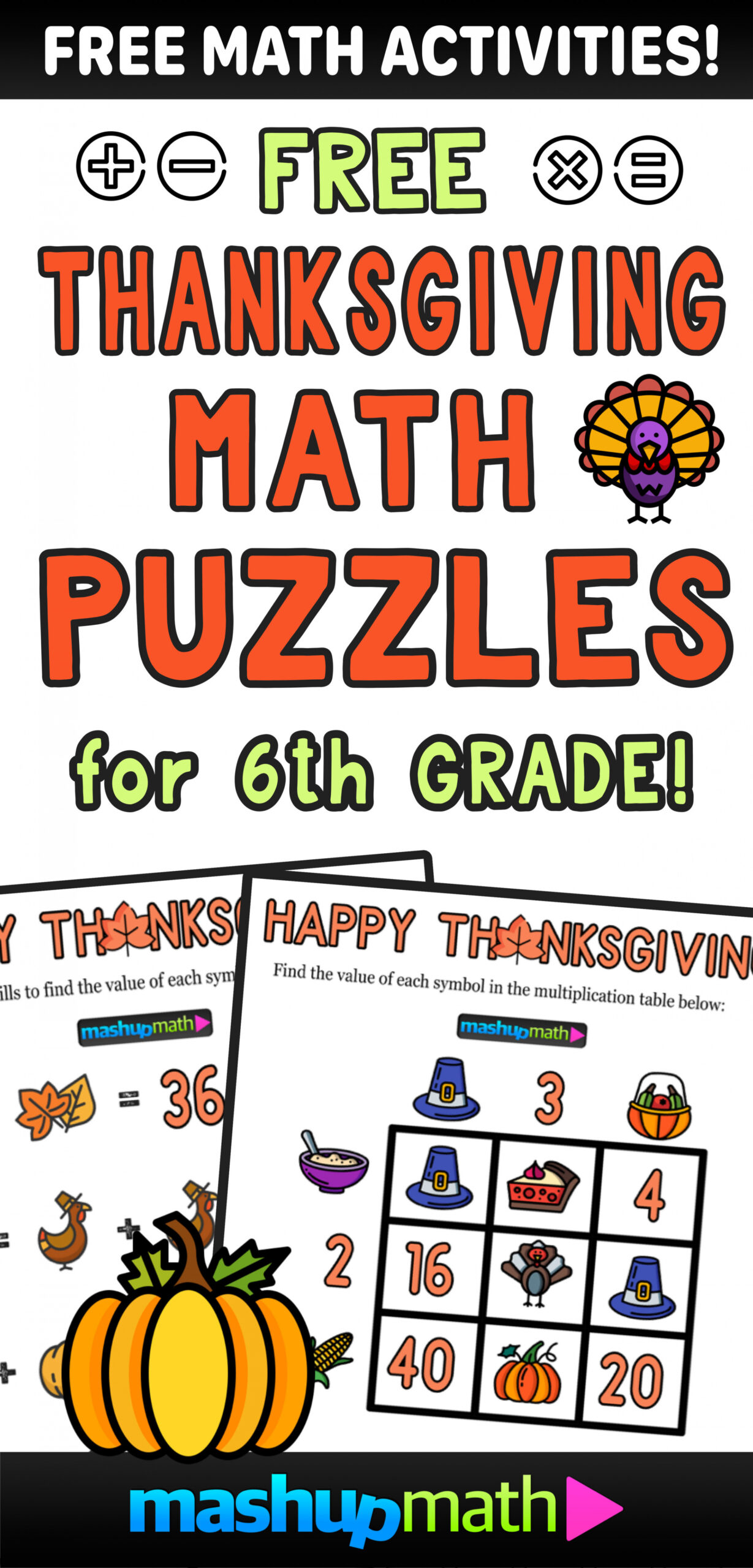 Thanksgiving Math Activities for Grades - — Mashup Math