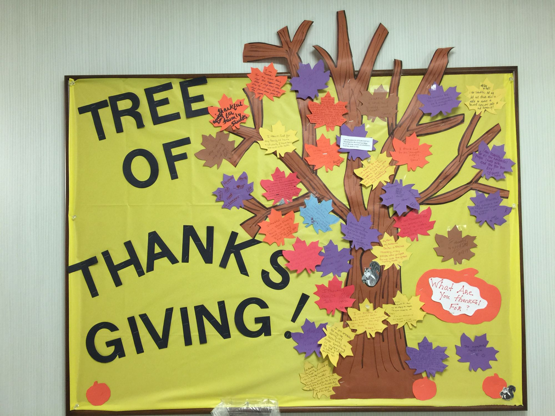 ThanksGiving Tree" bulletin board for our nursing unit