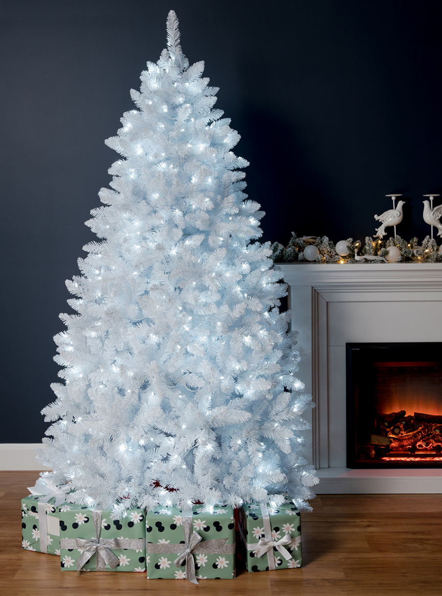 The BAVARIAN White Fir ft Pre-Lit  Cool White Led