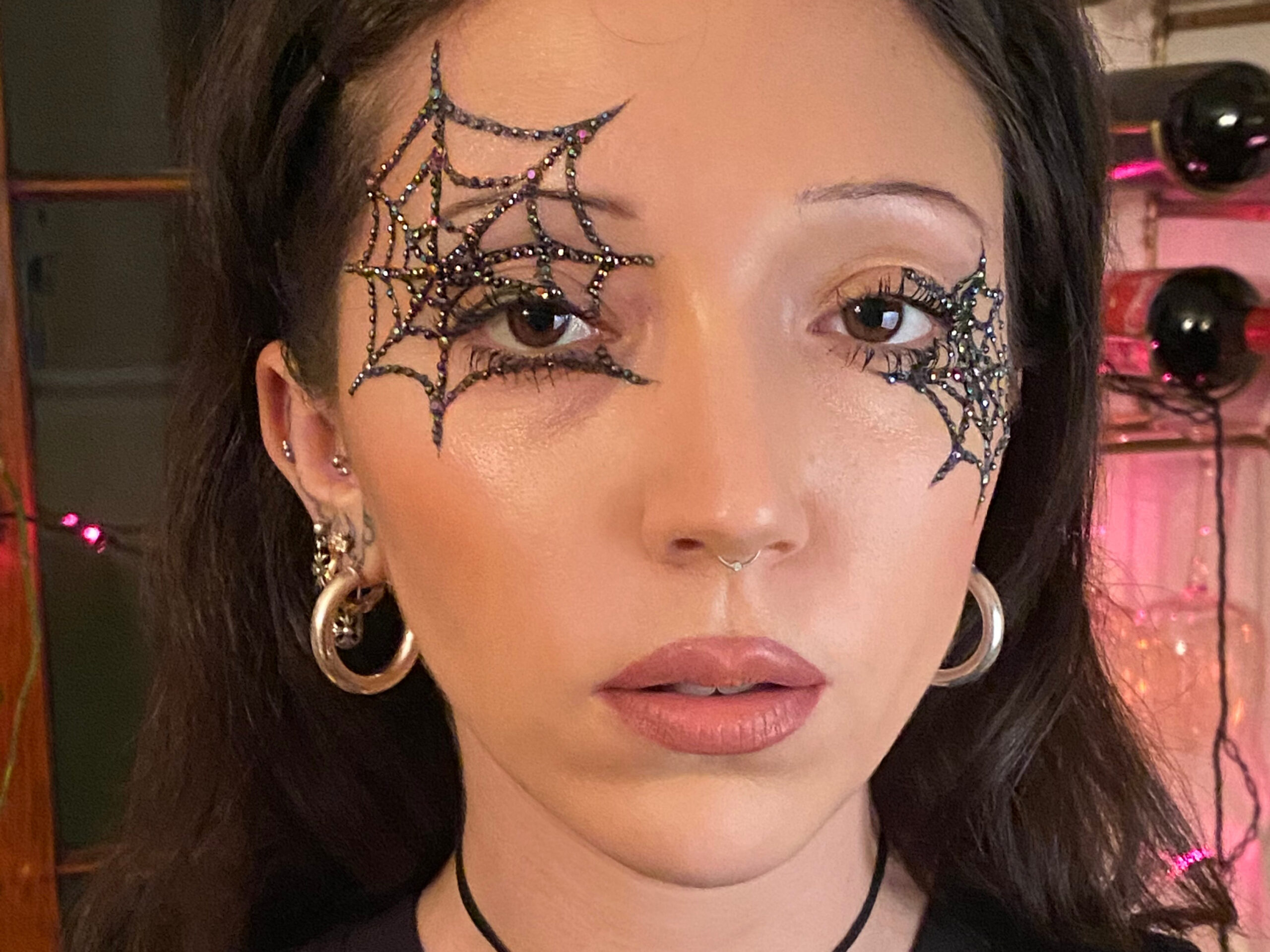 Try Sparkly Spiderweb Makeup for an Easy Halloween Costume