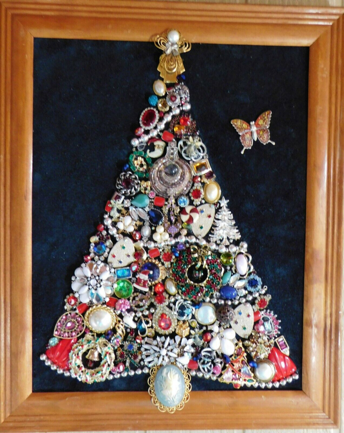 Vintage Jewelry Art, Christmas Tree, signed and framed  eBay