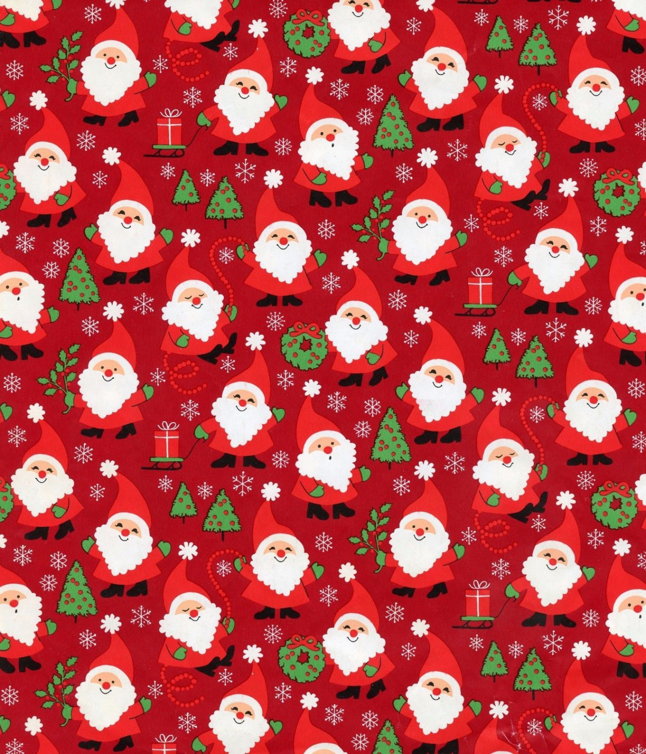 Vintage s SANTA Christmas Gift Wrap Wrapping Paper  Christmas